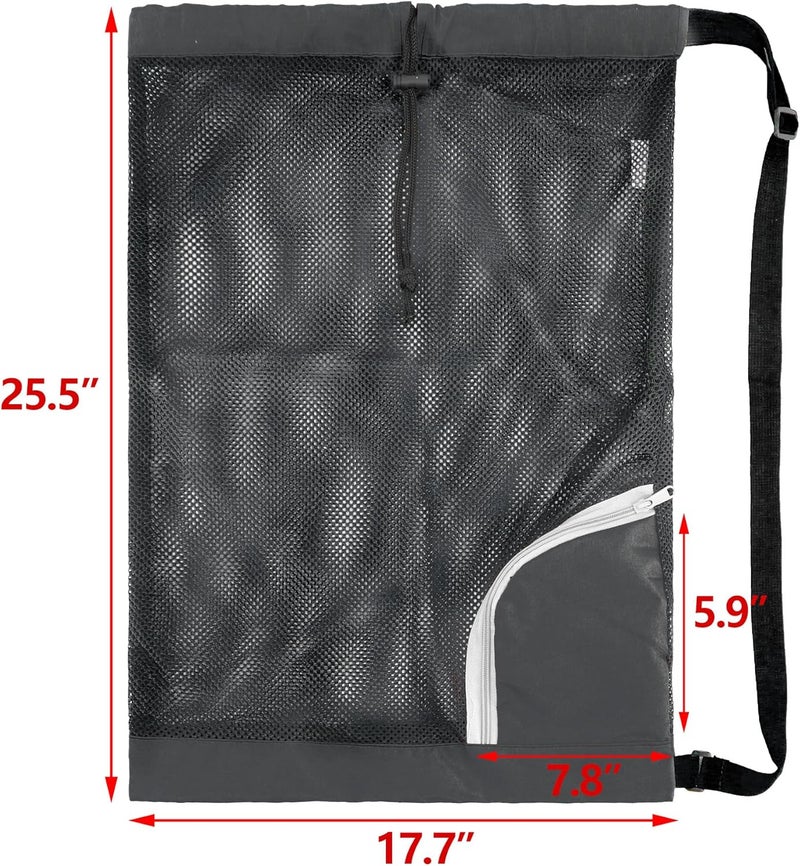 BeeGreen Mesh Drawstring Bag Swim Backpack for Beach Pool Sports Gym Draw String Cinch Bags for Swimming Soccer Basketball Gear Navy - Image 2