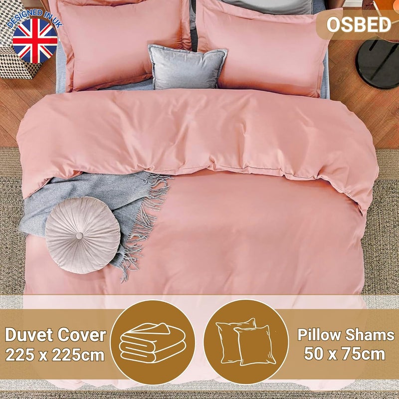 OSBED طقم أغطية لحاف فاخر 3 قطع - 100% قطن، وردي، 225 × 225 سم - Image 2
