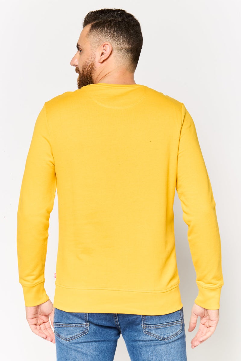Levi's Men Crew Neck Long Sleeves Graphic Print Sweatshirt, Yellow  - Image 3