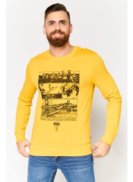 Levi's Men Crew Neck Long Sleeves Graphic Print Sweatshirt, Yellow  - Image 1