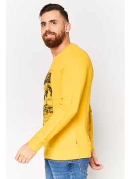 Levi's Men Crew Neck Long Sleeves Graphic Print Sweatshirt, Yellow  - Image 2