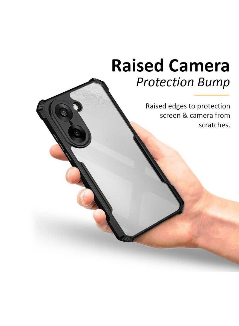 دبليو تيك غطاء رقيق لهاتف OnePlus Nord CE5 5G 2025 مصنوع من تي بي يو هجين مع حواف حامية مرتفعة (MCAPSA) - شفاف/أسود - Image 3