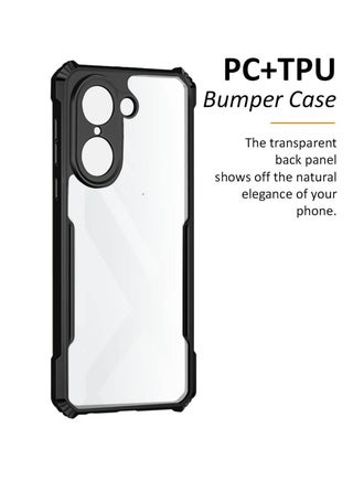 غطاء رقيق لهاتف OnePlus Nord CE5 5G 2025 مصنوع من تي بي يو هجين مع حواف حامية مرتفعة (MCAPSA) - شفاف/أسود - view 2