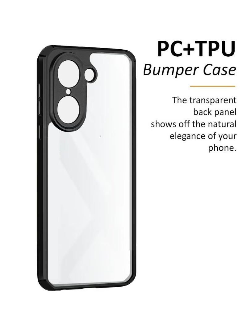 OnePlus Nord CE5 5G 2025 Hybrid TPU Silicone with Raised Armour Bumpers Slim Case Cover (MCAPSA) - Clear/Black