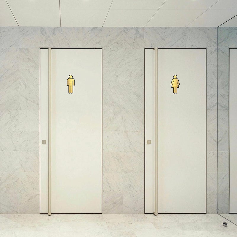 BerryBox Premium BRUSH GOLD MEN & WOMEN CUTOUTS Washroom Sign for Toilet Restroom Bathroom 7" HEIGHT Easy Mount 3M Self-Adhesive Tape Signage for Office Hotel Mall Restaurant Commercial Use - Image 2