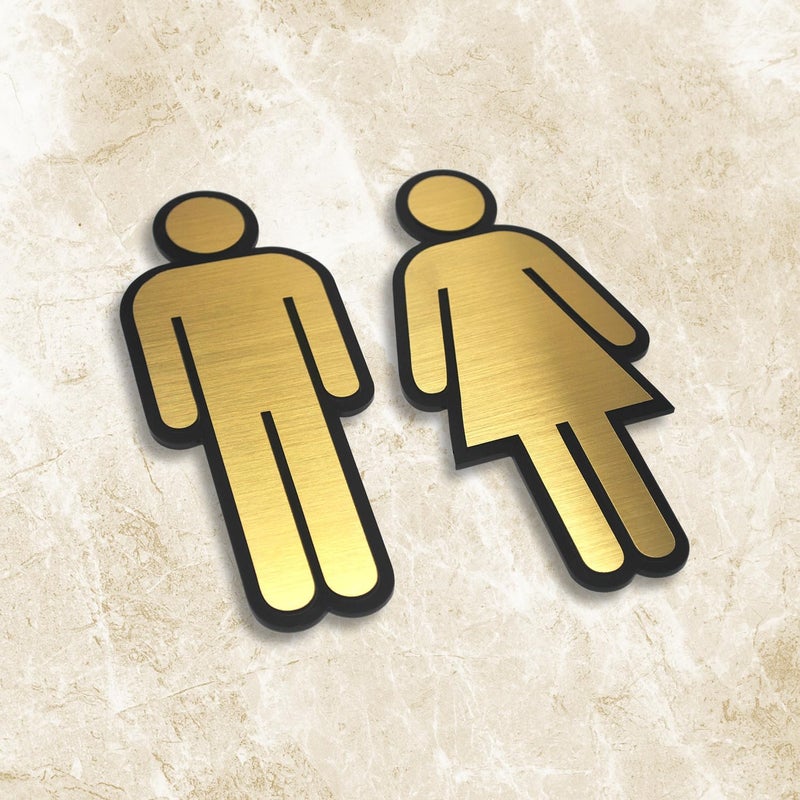 BerryBox Premium BRUSH GOLD MEN & WOMEN CUTOUTS Washroom Sign for Toilet Restroom Bathroom 7" HEIGHT Easy Mount 3M Self-Adhesive Tape Signage for Office Hotel Mall Restaurant Commercial Use - Image 4
