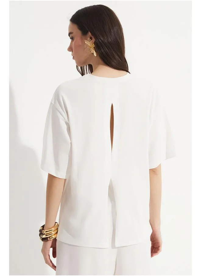 JUNE June Crew Neck 100% Cotton Basic Tshirt White