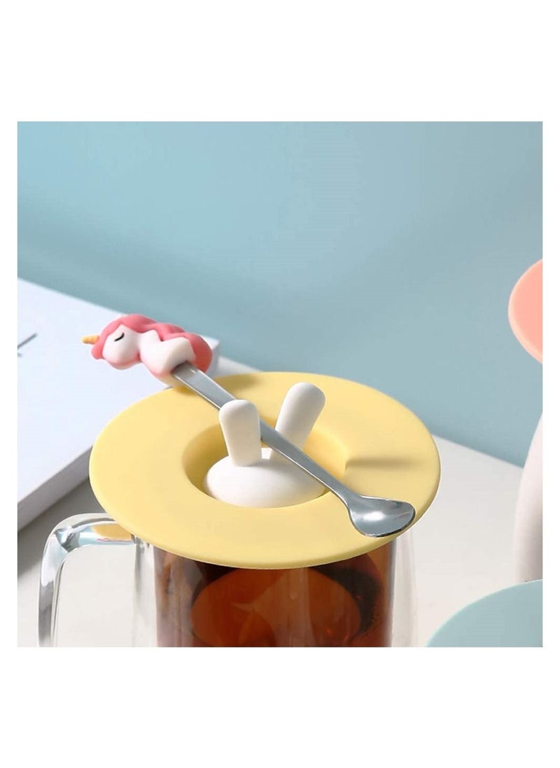 SYOSI 6pcs Silicone Cup Lid, Rabbit Dust Seal Cup Lid, Hot Cup Lid, Silicone Drink Cup Lid  - Image 3