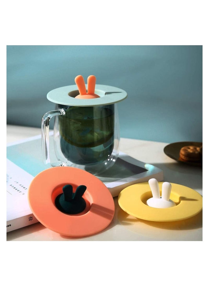 SYOSI 6pcs Silicone Cup Lid, Rabbit Dust Seal Cup Lid, Hot Cup Lid, Silicone Drink Cup Lid  - Image 5