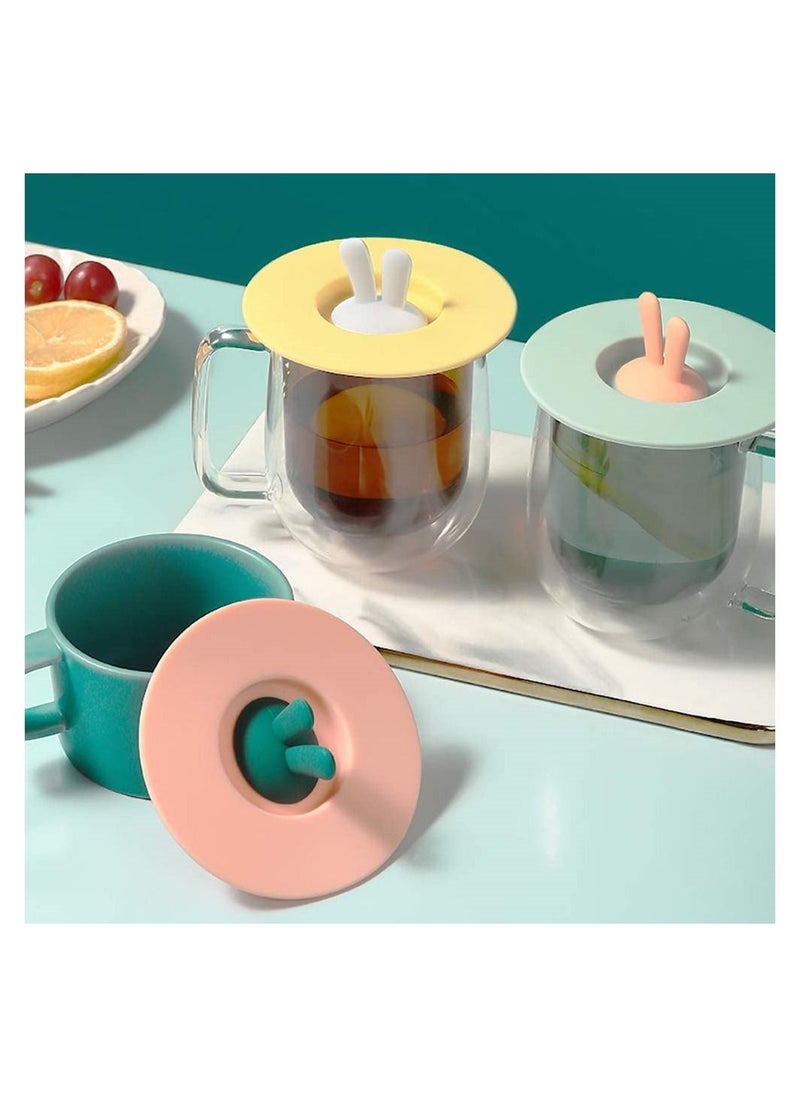SYOSI 6pcs Silicone Cup Lid, Rabbit Dust Seal Cup Lid, Hot Cup Lid, Silicone Drink Cup Lid  - Image 2