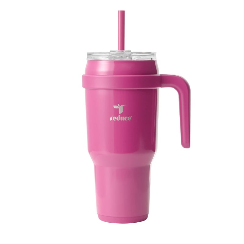 REDUCE 40 oz Stainless Steel Tumbler with Handle DualWall Vacuum Insulated Travel Mug SweatProof Lid Reusable Straw Keeps Drinks Cold for 24 Hrs Fits Cupholders Dishwasher Safe Sangria