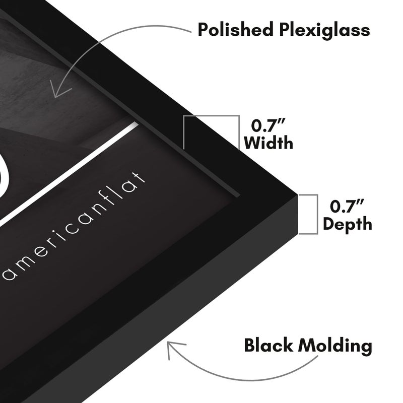 Americanflat 24x30 Picture Frame with Polished Plexiglass - Streamline Collection - Thin Border Picture Frame for Wall Display - Hanging Hardware Included - Black - Image 3