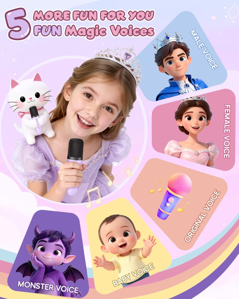 IROO Mini Karaoke Machine For Kids  2025 Top Toys Birthday Gifts Ideas For Girls Ages 4  5  6  7  8  9  10  12+ Years Old  Portable Mp3 Player With 2 Wireless Mics For Party - Image 5