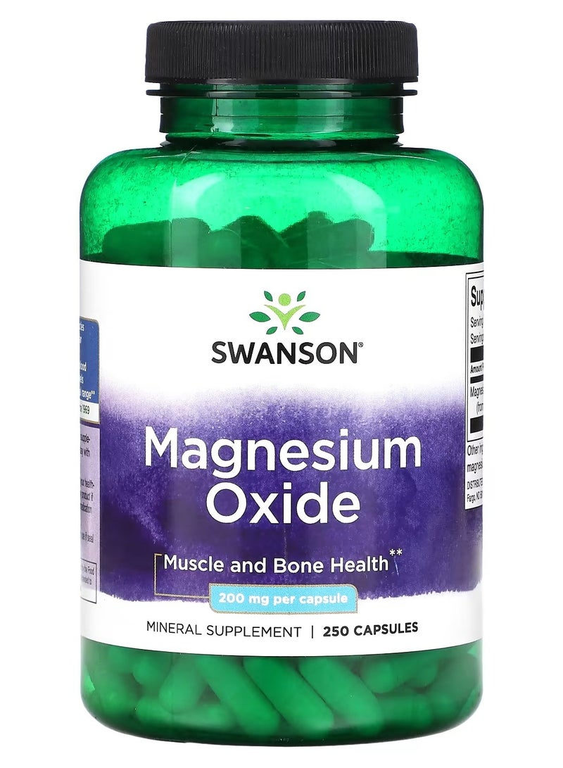 سوانسون Swanson, أكسيد المغنيسيوم، 250 كبسولة (200 مجم لكل كبسولة)