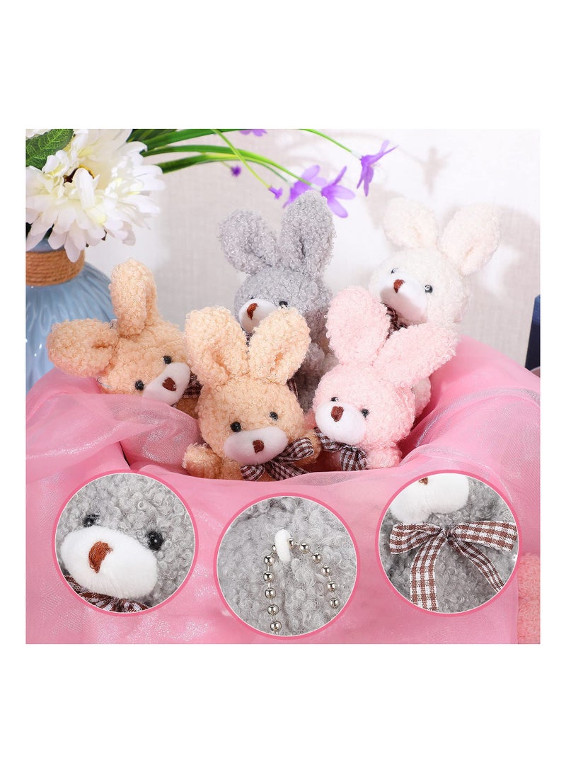 12 Pcs 4 Inch Adorable Mini Plush Stuffed Animals, Bear, Bunny, Koala Jointed Furry Dolls for DIY Keychains, Gifts, Birthday & Wedding Party Favors - Image 3