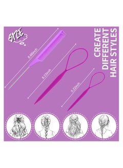 ORiTi Hair Tail 3Pack Hair Loop Tool Set with 2Pcs French Braid Tool Loop 1Pcs Rat Tail Comb Metal Pin Tail Braiding Comb for Hair Styling  - Image 3