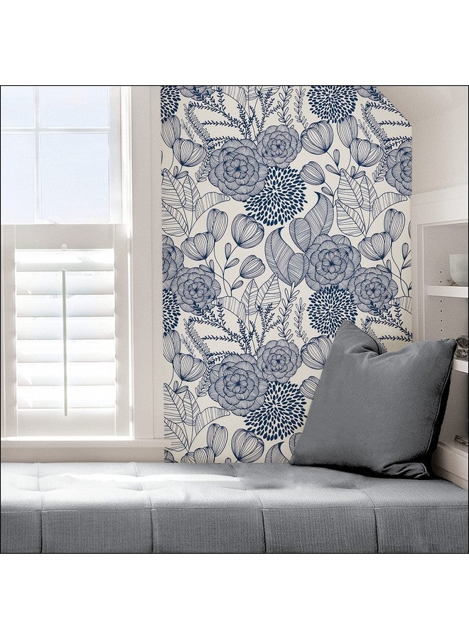 نو وولبيبر ورق جدران قابل للتقشير واللصق باللون الأزرق من Nus3830 Navy Secret Garden - Image 4