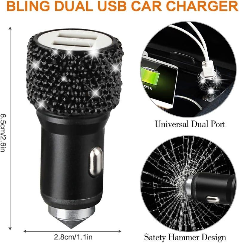 Outigu Diamond Leather Steering Wheel Cover Set for Women - 15 Inch Universal Fit with 15 Premium Car Accessories - Image 5