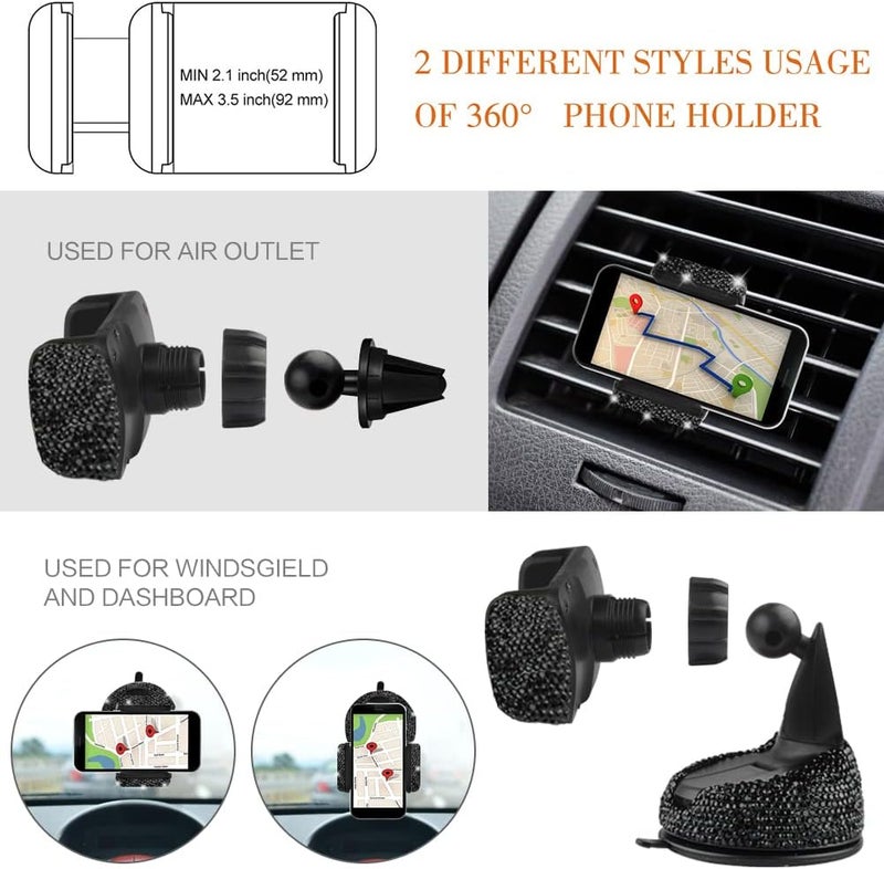 Outigu Diamond Leather Steering Wheel Cover Set for Women - 15 Inch Universal Fit with 15 Premium Car Accessories - Image 4