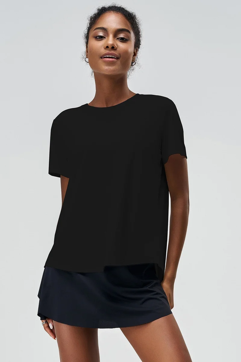 SVL Women's T-shirt with Half Slit Back - Black - SVL