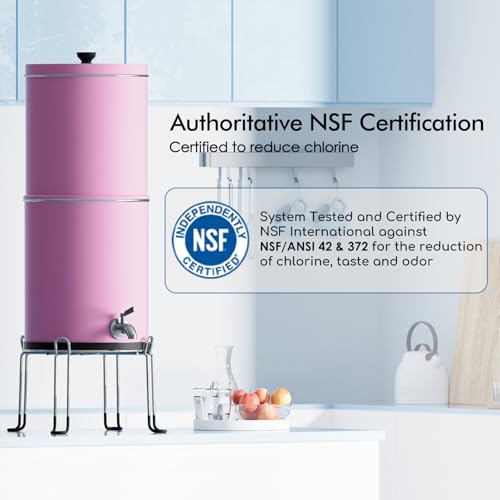 Purewell 3-Stage 0.01μm Ultra-Filtration Gravity Water Filter System, NSF/ANSI 42&372 Certification, 304 Stainless Steel Countertop System with 2 Filters and Stand, Reduce 99% Chlorine, 2.25G, PW-OB - Image 3