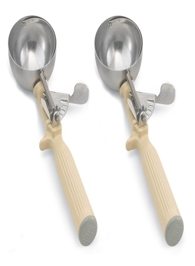 Vollrath (47141) Round Bowl Dishers, Set of 2 (Size 10, Ivory, 18-8 Stainless, NSF) - Image 1