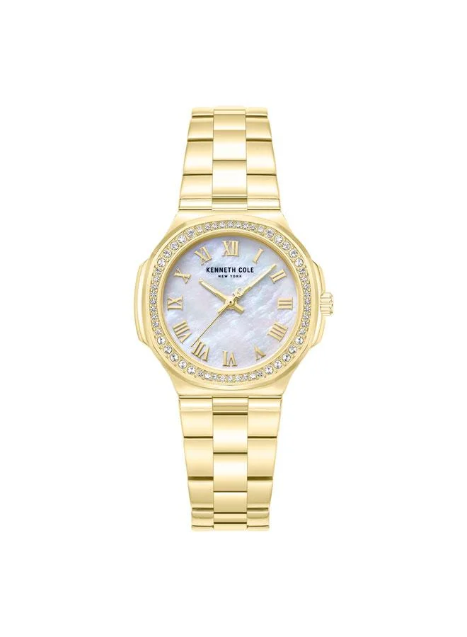Kenneth Cole New York Rockland White Mother-of-pearl Dial Stainless Steel Bracelet Analog Watch for Women - 33mm