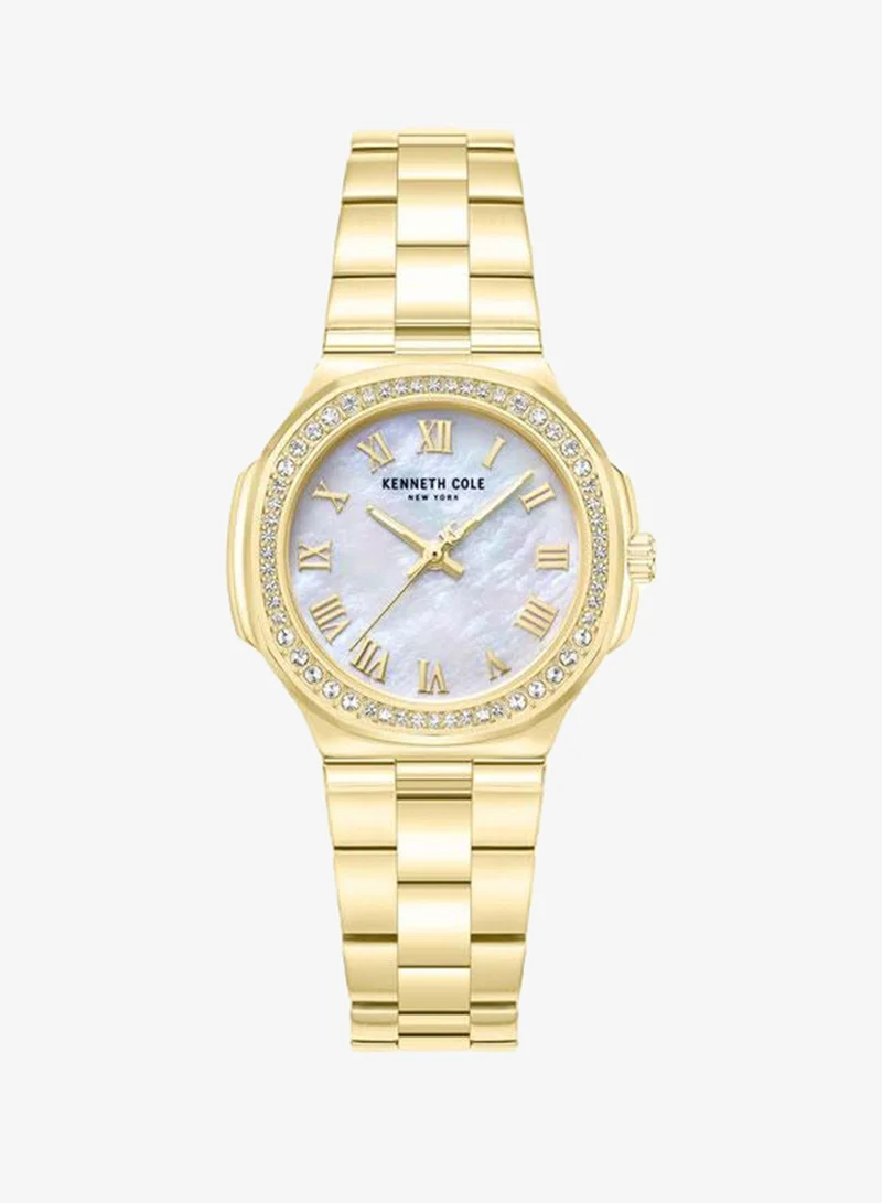 Kenneth Cole New York Rockland White Mother-of-pearl Dial Stainless Steel Bracelet Analog Watch for Women - 33mm