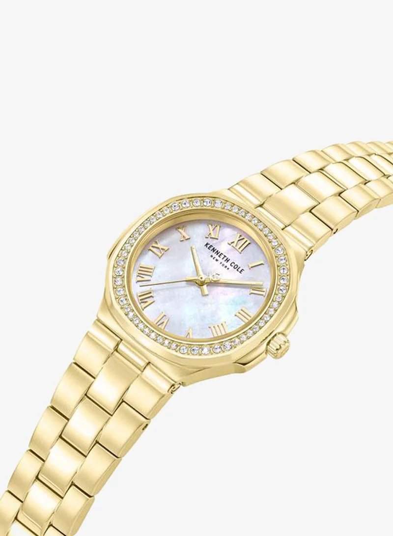 Kenneth Cole New York Rockland White Mother-of-pearl Dial Stainless Steel Bracelet Analog Watch for Women - 33mm