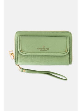London Fog Women Brand Logo Pebble Long Zip Around And Wrislet Wallet, Sage Green  - Image 1