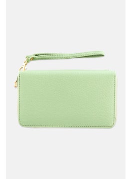 London Fog Women Brand Logo Pebble Long Zip Around And Wrislet Wallet, Sage Green  - Image 2