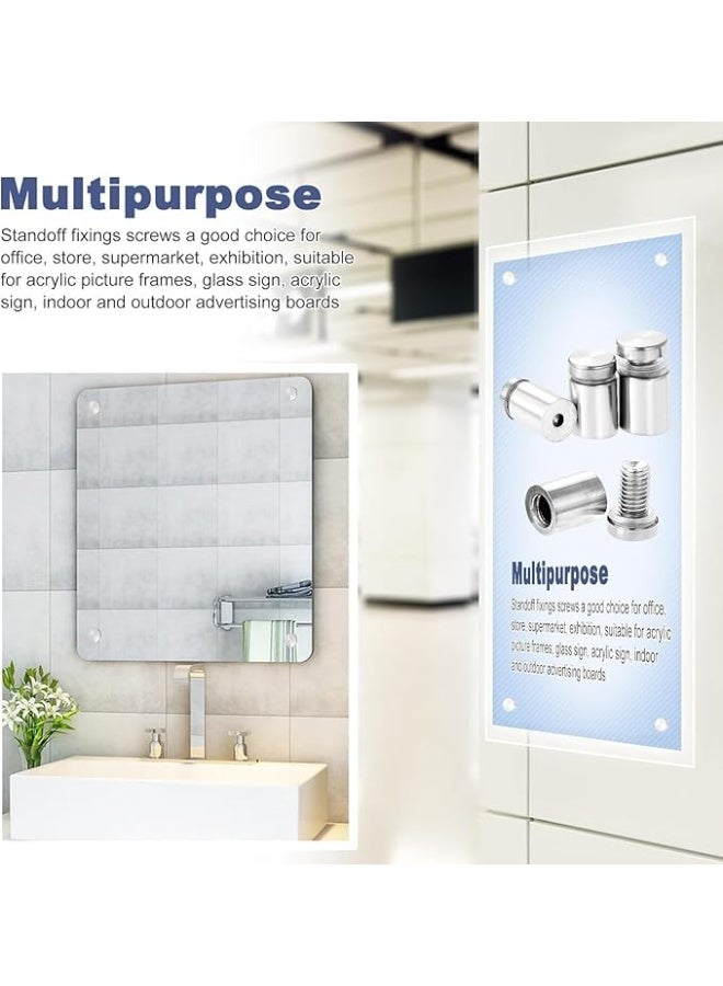 My Souq Store: Multipurpose Standoff Fixings Screws Kit | Heavy-Duty Wall Mount Holders for Acrylic Signs, Glass Panels, and Picture Frames(size:25x16mm)4 pcs - Image 5
