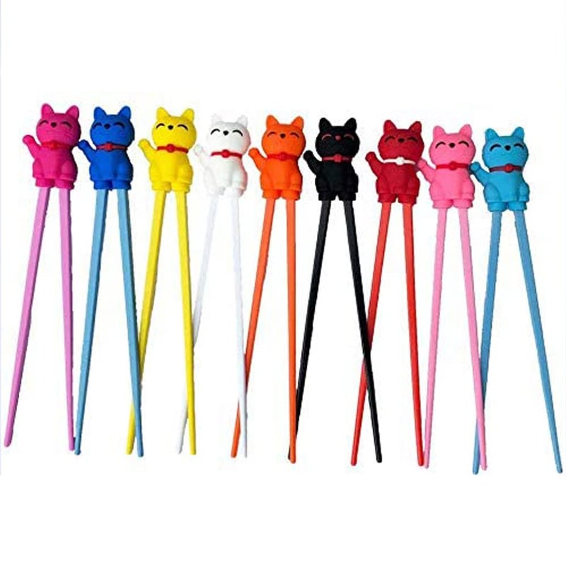 كاريكون Cute Tableware Learning Training Helper Chopsticks for Kid Beginner Adult (3pcs, Lucky cat) - Image 5