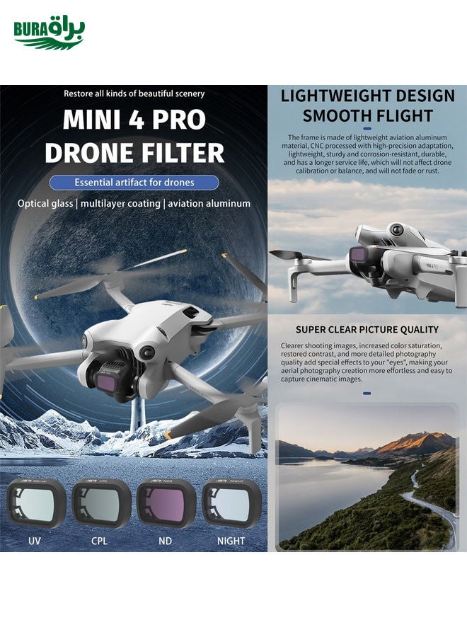 BURAQ For DJI Mini 4 Pro JSR KB Series Drone Camera Lens Filter, Filter:3 in 1 CPL ND8 ND16  - Image 2