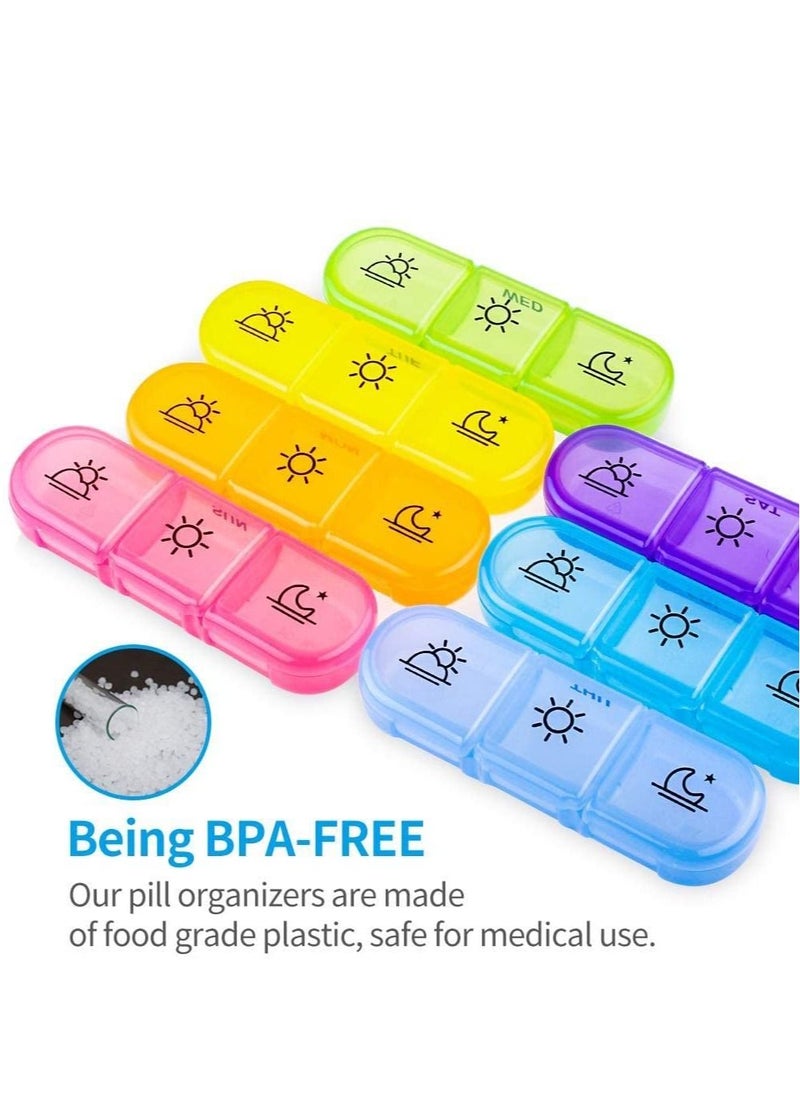 Generic - Weekly Pill Organizer 3 Times A Day, Portable Travel Pill Box 7 Day with Large Compartments, Portable Travel Pill Case for Vitamins, Medicine, Fish Oils, Supplements (Transparent shell, Color Box) - Image 1