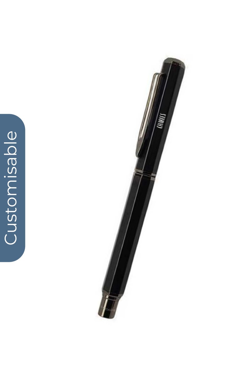 SANTHOME Personalised Premium Metal Roller Pen in Gift Box - Black - Image 1