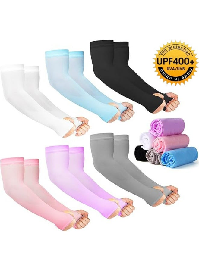 HaDoii UPF 50 Sun Protection Sleeves UV Cooling Arm Men Women Sports with Thumb Hole for Driving, Golfing, Fishing, Cycling, Hiking, Doing, Unisex (6 pairs in 6 Colors) - Image 1
