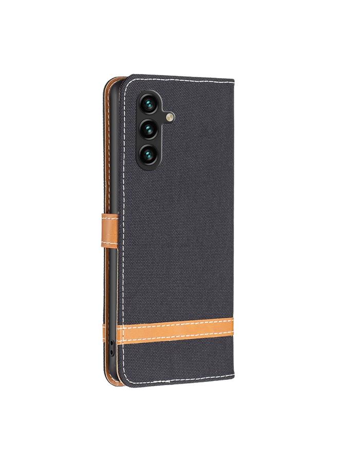 S-TOP Case For Samsung Galaxy A55 Color Block Denim Texture Leather Phone Case - Image 3