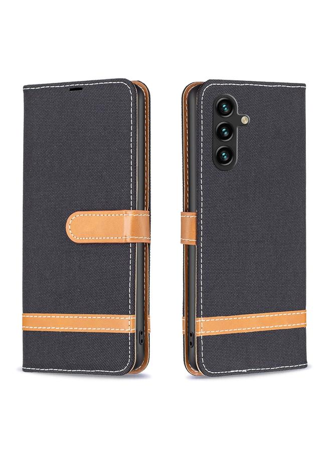 S-TOP Case For Samsung Galaxy A55 Color Block Denim Texture Leather Phone Case - Image 1