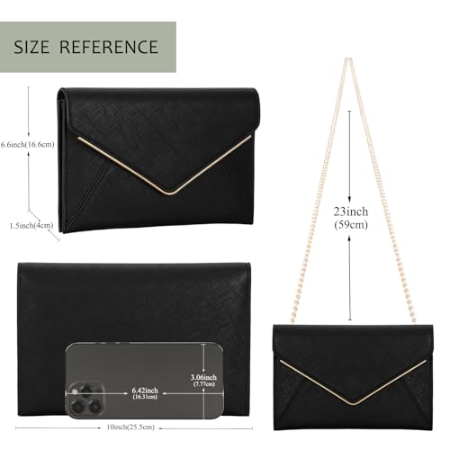 DEXMAY DM DEXMAY Evening Clutch Handbag for Women Elegant Saffiano PU Leather Envelope Handheld Purse Formal Foldover Dressy Bag Black - Image 3