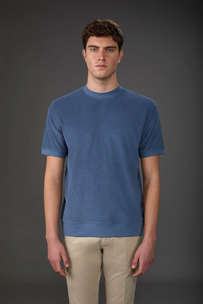 Men's crew neck short sleeve cotton - Cerulean