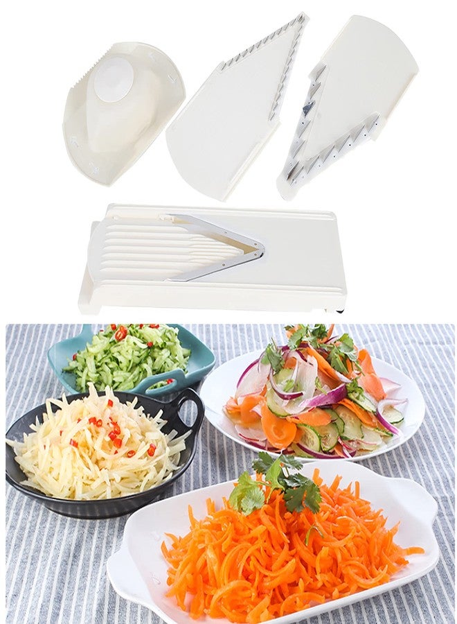 Pilipane Mandoline Slicer for Kitchen, Adjustable Vegetable Chopper, Fruit, Cheese Grater, Potato Chips Slicer, Stainless Steel Food Slicer for Vegetable, Onion,Cucumber, Potato, White - Image 3
