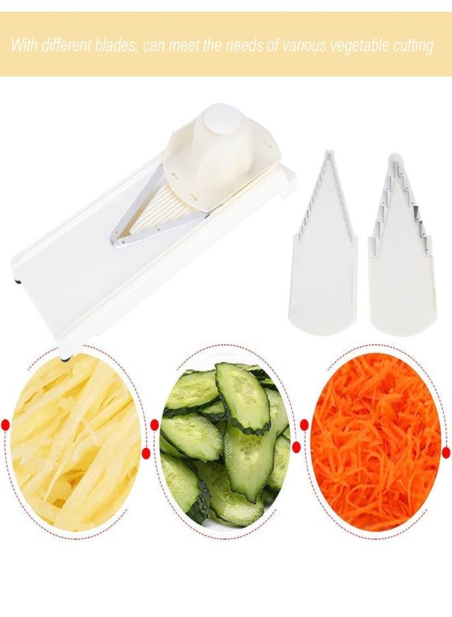 Pilipane Mandoline Slicer for Kitchen, Adjustable Vegetable Chopper, Fruit, Cheese Grater, Potato Chips Slicer, Stainless Steel Food Slicer for Vegetable, Onion,Cucumber, Potato, White - Image 4