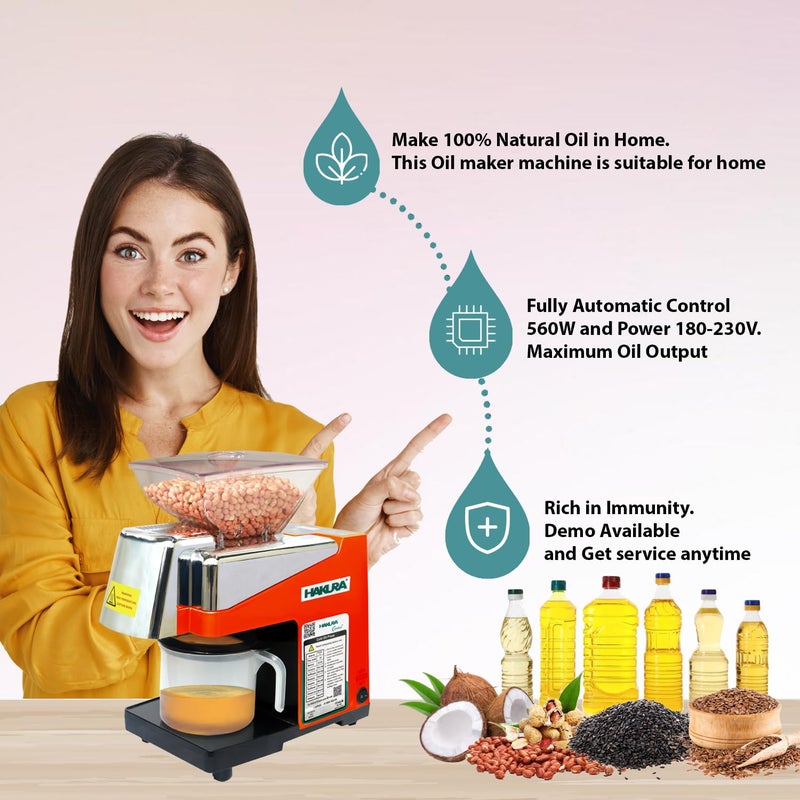 HAKURA HAKURA H2O2B Comfort Oil Extractor Oil Maker Press Machine For Home 560 Watts Red  - Image 2
