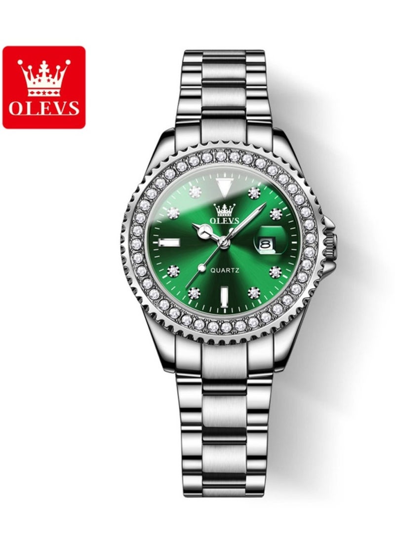 OLEVS Watches for Women Stainless Steel Quartz Water Resistant Analog Watch 34mm Silver 9945 - Image 1