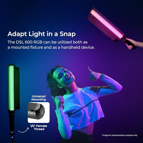 Digitek (DSL 600 RGB) 35W Bi-Color + 30W RGB LED Video Stick Light with Barndoor, Dual Temp 2700K-7500K, 14 Special Effects, 3500LM, CRI >95, C Type Charging, 1/4' Mount - Image 4