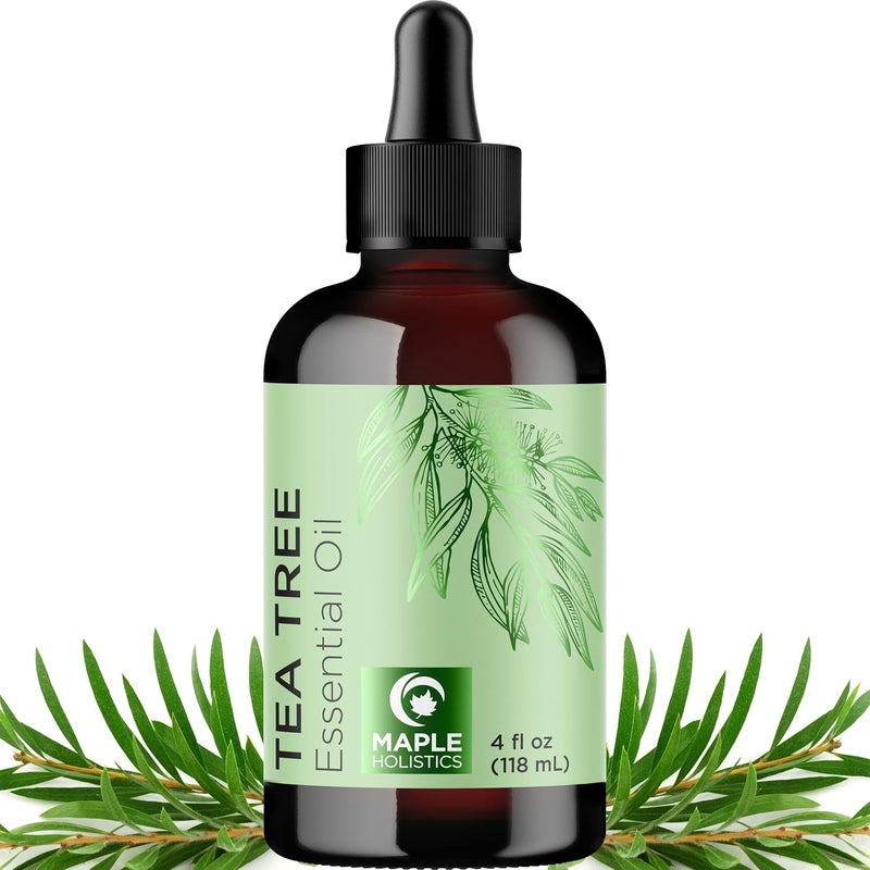 Pure Tea Tree Oil 4oz - Australian Tea Tree Essential Oil for Hair Nails and Skin- Aromatherapy Tea Tree Oil for Skin Dry Scalp Cleanser Nail Cleaner Plus Purifying Humidifier and Diffuser Oil