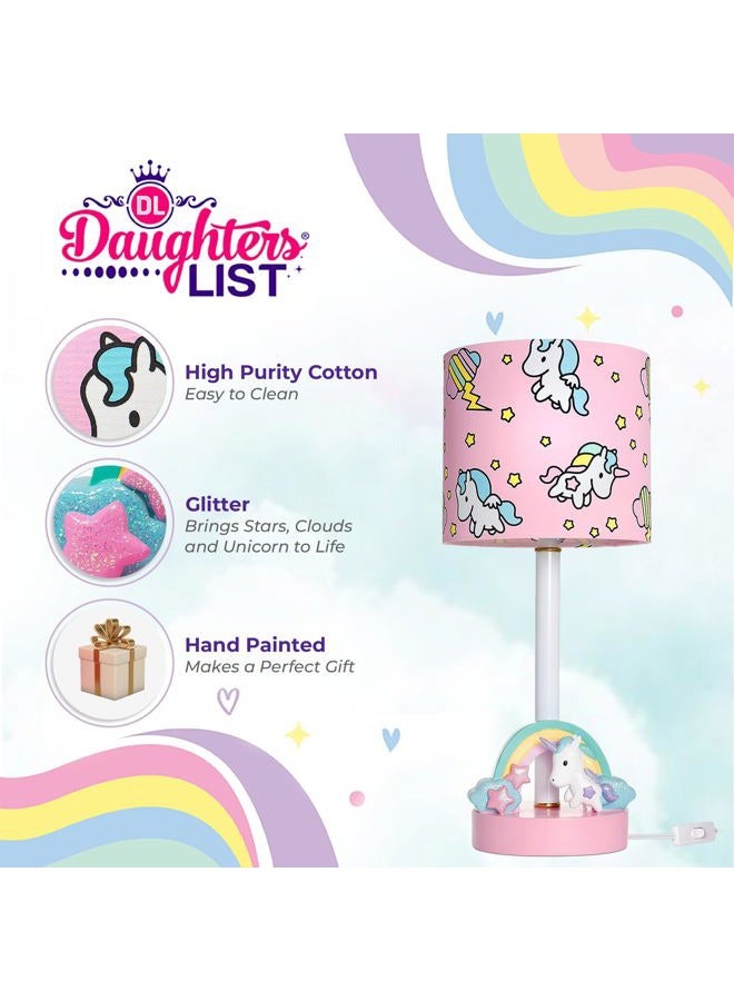 DAUGHTERS LIST Unicorn Light with Gift Box - Handpainted Unicorn Lamp - Beautiful Pink Unicorn Bedroom Decor for Girls - Ages 1-15; Unicorn Stuff - Rainbow Unicorn - Unicorn Decor - Nursery Lamp - Image 3