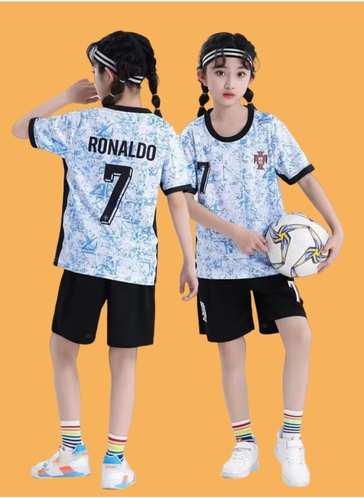 M MIAOYAN New Portugal away children's jersey 25 season football jersey children's youth fan jersey set  - Image 1