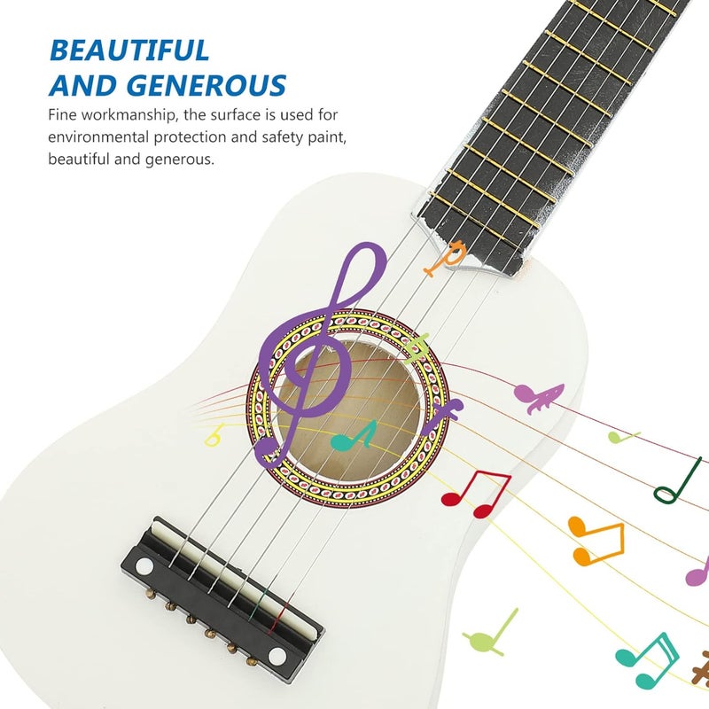 comfrt 21 Inch Guitar Small Acoustic Guitar for Beginners 6- String Wooden Guitar White - Image 3